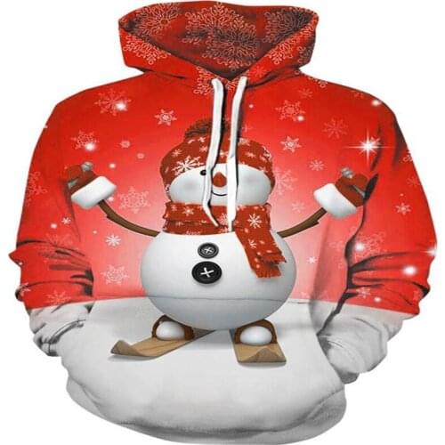 New 3D Printed Christmas Snowman Hoodies Men Women Happy New Year Sweatshirts Fashion Casual Christmas Gift Hooded Coat