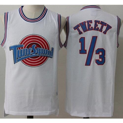 Space Jam TWEETY Jerseys 1/3# Movie Tune Squad Bunny Basketball Jersey Sports Air Slam Dunk Shirt Set LOGO Embroidery