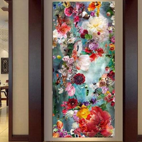 Cross Stitch Home Decor Plant Full Round Drill Diamond Picture Gift Blooming Flowers Handmade Embroidery Painting Wall Sticker