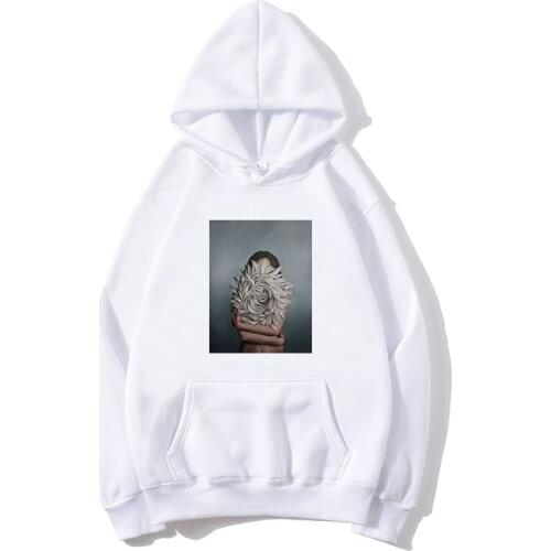 Womens sweatshirt 2021 Feather Beauty Print Oversized hoodie Long Sleeve Plush Fleece Pullover Autumn Winter tracksuit Hoodies