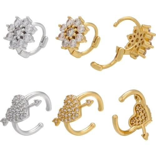 ZHUKOU gold flowers small hoop earrings CZ crystal women hoop earrings simple Round earrings for women jewelry wholesale VE411