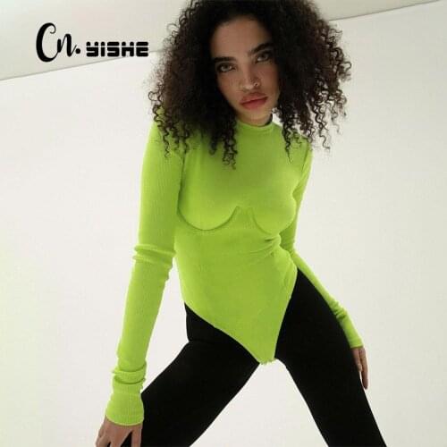 CNYISHE High Neck Long Sleeve Ribbed Bodysuit 2021 One Piece For Women Overalls Sexy Skinny Romper Women Jumpsuit Baddie Clothes