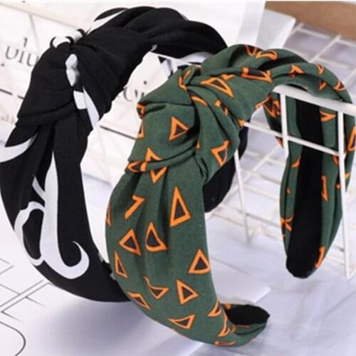 Black Letters Headband for Women Hair Accessories Print Hair Headband Casual Headwear Top Bow Knotted Hairbands Hair Hoop