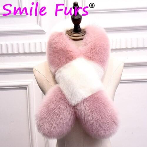 2021 New Women Winter Scarf Faux Fur Plush Patchwork Fluffy Fur Collar Thickening Luxury Muffler Crossed Design Scarves Girls