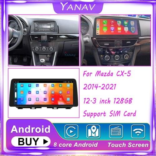 12.3 Car Radio For Mazda CX-5 2014-2021 Android10 Multimedia Auto Stereo CarPlay Video Audio Wifi GPS Navigation Heat Unit 128GB