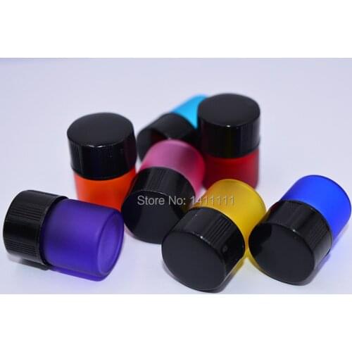 2019 Colorful 1000sets/lot 1ML 1/4 Dram Frosted Mini Perfume Glass Bottle, 1CC Sample Vial, Small Essential Oil Bottle