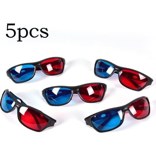 5pcs Black Frame Universal 3D Plastic Glasses/Oculos/Red Blue Cyan 3D Glass Anaglyph 3D Movie Game DVD Vision/cinema