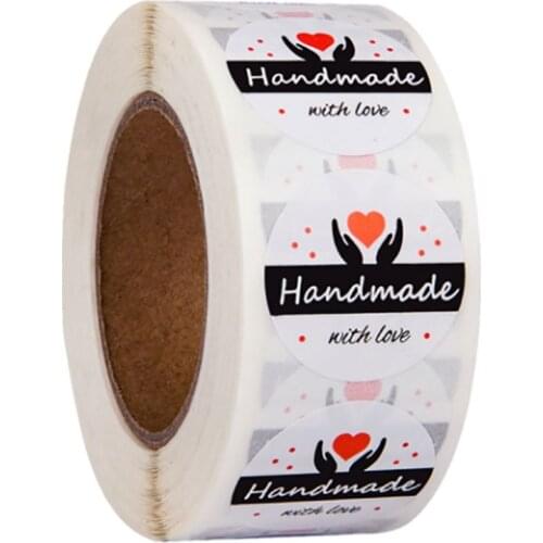 500pcs/roll Handmade With Love Seal Labes Sticker Thank you Sticker For Small Business Envelope Packing Stationery Decoration