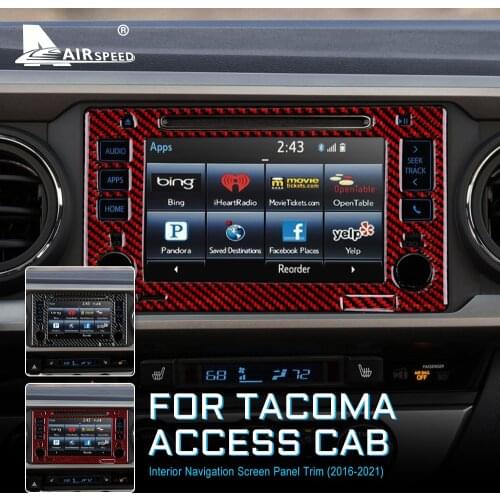 AIRSPEED Carbon Fiber for Toyota Tacoma 2016-2021 Accessories Interior Trim Car Central Navigation Screen Panel Cover Sticker