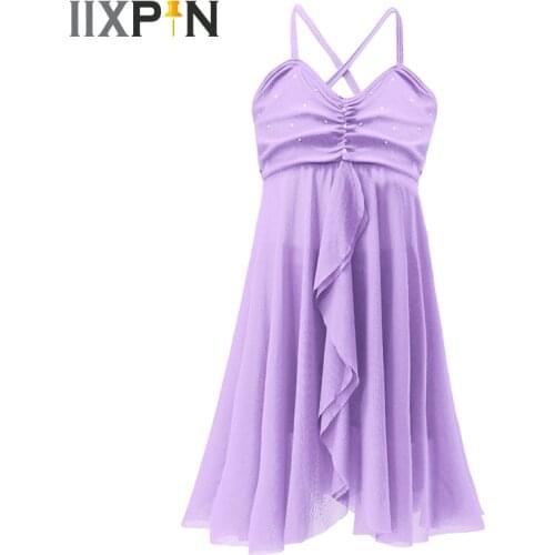 Ballet Dress Girls Kids Sleeveless Criss-cross Back Dress With Short Leggings Dancewear Set Contemporary Lyrical Dance Costumes