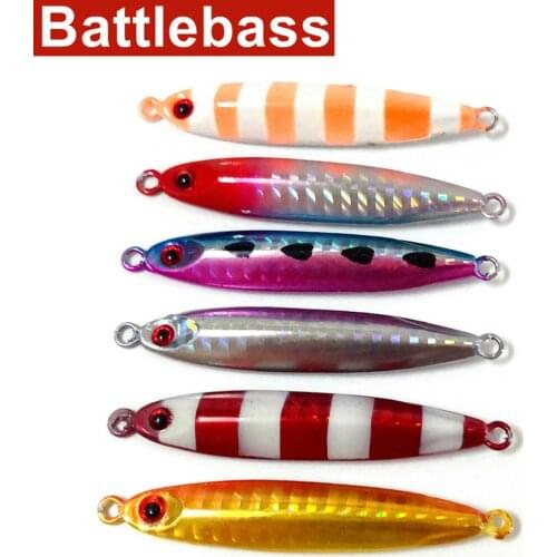 BATTLEBASS 2021 NEW Shore Jigging Lures 20g 40g 30g 1PC Blatt SLIM Casting Slow Sea Fishing 3D Eyes Glow Zebra Mix Color