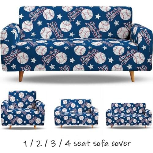 Baseball Sports Picture Dust-proof, Anti-skid, Elastic Living Room Corner Sofa Cover Modular Sofa 1/2/3/4 Seat Cover