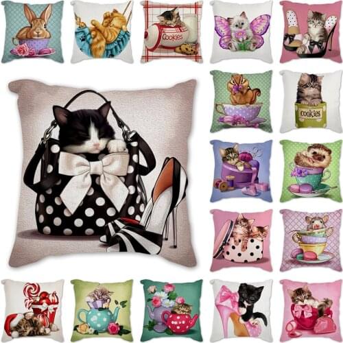 Cushion cover Butterfly cat rabbit dog Pillowcase For Living Room Pillow Cover 45X45cm Pillow Case Modern Home Decorative