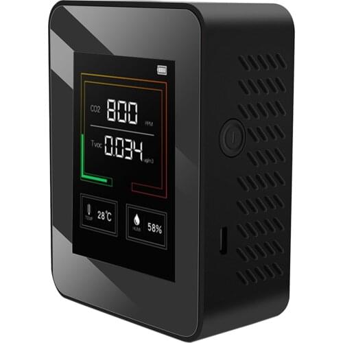 CO2 Meter LCD Backlight Indoor CO2 Concentration Detector Intelligent Air Quality Monitor Tester Temperature & Humidity Display