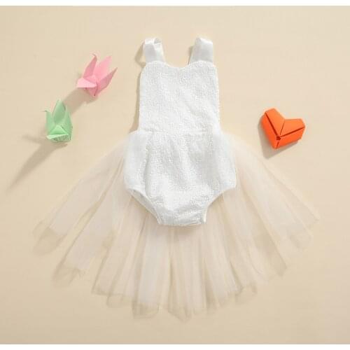 Summer Newborn Baby Girls White Sequins Romper Dresses Infant Sleeveless Lace Ruffle Romper Jumpsuit For 0-36 Months