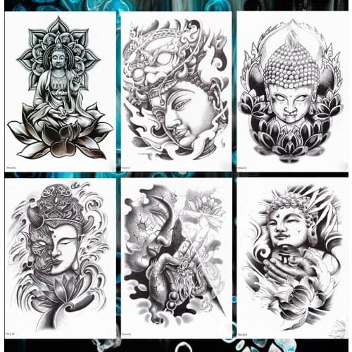 Kindness Wisdom Buddha Sakyamuni Waterproof Temporary Tattoo Sticker Holy Faith Tower Flash Arm Tattoos Body Art Fake Tatoo