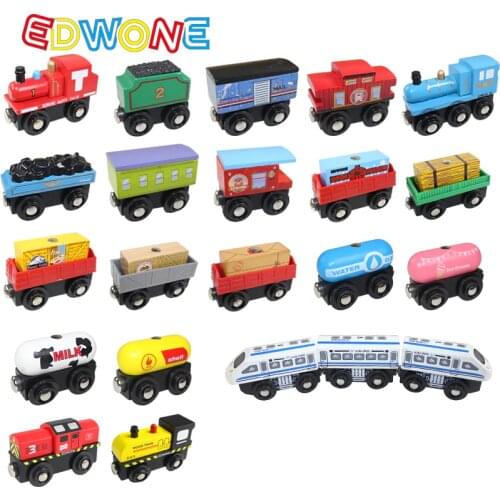 Edwone Wood Magnetic Trains Car Locomotive Toy Educational Model DIY Mini Tender Fit Biro Thoma s Tracks 22 Designs