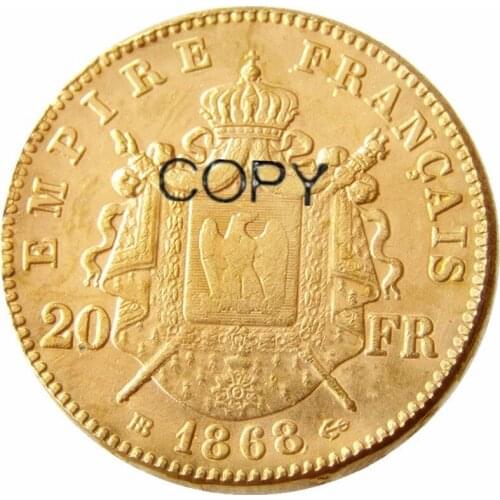 France 20 France 1868B Gold Plated Copy Decorative Coin