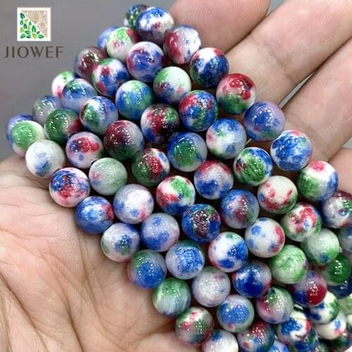 Smooth Natural Multicolour Persian Jades Round Spacer Beads for Jewelry Making DIY Charms Earrings Bracelet 15'' 6/8/10/12mm