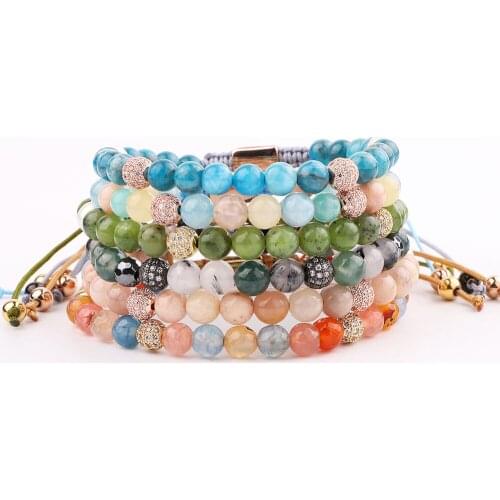 JARAVVI High Quality New Cute Design Mix Natural Stone Colorful Beads Macrame Bracelet Women Jewelry Gift
