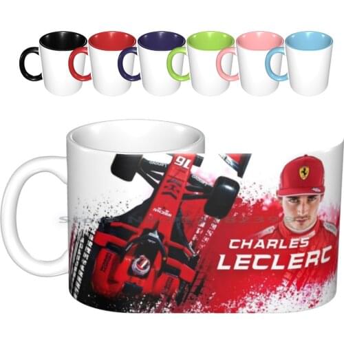 Leclerc-2019 Ceramic Mugs Coffee Cups Milk Tea Mug Leclerc Kimi Formula Racing Cars Vettel Kubica Kimi Fast Wdc Blue Flags Red