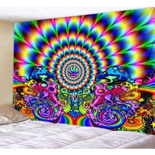Colorful fractal art tapestry mandala living room bedroom wall-mounted bohemian psychedelic art personality wall decoration