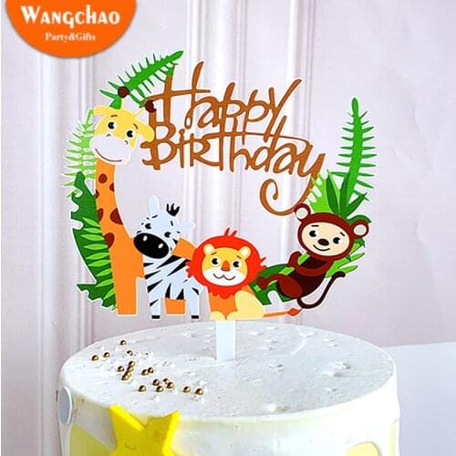 Creative Cute Cartoon Acrylic Cake Card Happy Birthday Small Animal Birthday Cake Decoration Cake Decorating Supplies