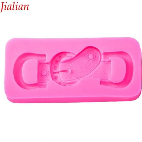Jialian Fashion belt buckle shape mould kitchen restaurant bar fondant silicon mold non-stick cake decoration F0010