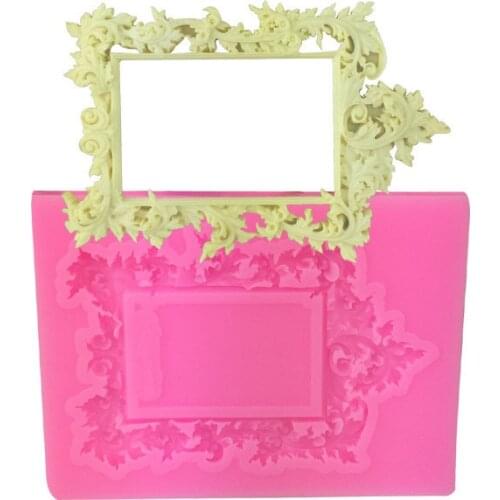 Square European lace window cake silicone mold frame frame chocolate cake mold flip sugar baking tool