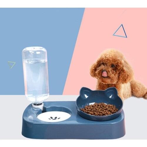 Cat Dog Bowl Feeder With Automatic Water Drinking Fountain Cat Dog Bowl Double Bowl With Waterer Pet Waterer Feeder