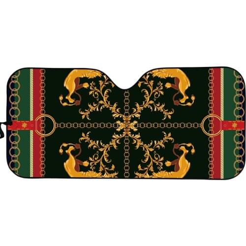 Vintage Flower Fashion Designer Windshield Sun Shade for Car Fold-up Durable Front Windshield Sunshade for Women Car Accessories