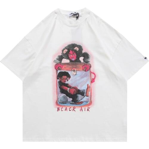 2021 Summer Mens New Trend All-match Printing T-shirt Five-point Sleeves Fashion Round Neck Casual Loose Couple Short Sleeves