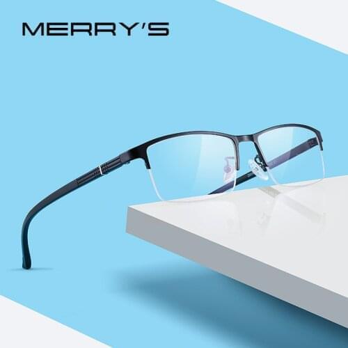 MERRYS DESIGN Men Titanium Alloy Business Style Glasses Frame TR90 Legs Myopia Prescription Eyeglasses Optical Frame S2220