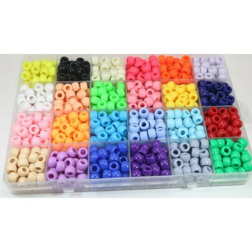 Craft DIY Acrylic Pony Beads Set 9X6mm 24 Color with Organizer Box for Bracelet