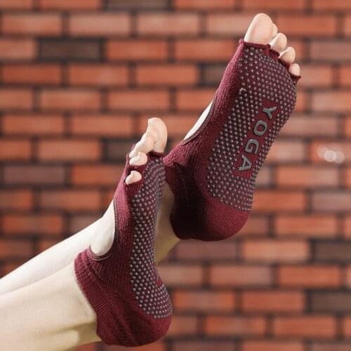 High Quality Yoga Socks Non Slip Grips Toeless and open Back
