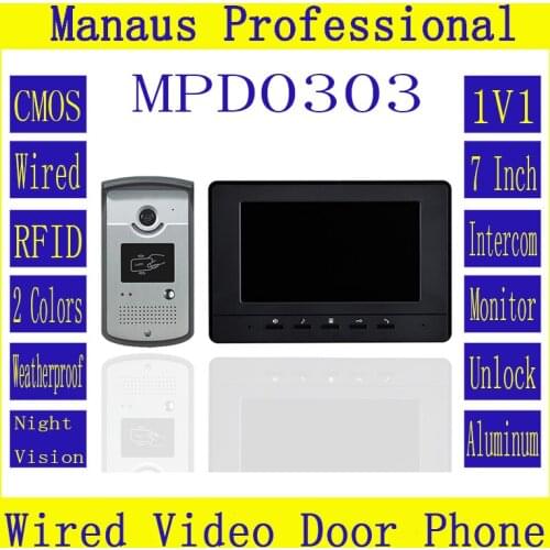 New Auto-remote Control Contactless RFID Video Door Intercom TFT 7 Inch Digital Color LCD Monitor Outdoor Rainproof Camera D303b