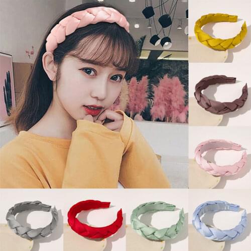 2021 New Women Hairband Corss knot Braid Headband Satin Silk Bezel Hair Hoop Girls Headwear Hair Bands Hair Accessories
