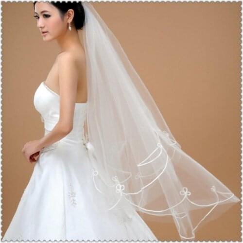 One-Layer Pencil Edge Ivory Cheap In Stock New Fashion Tulle Wedding Veil