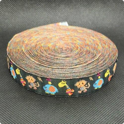 Wholesale 5/8 '(16 mmx10yards) 100% Polyester Jacquard Ribbon cartoon ribbon black Animal games KT2015041817