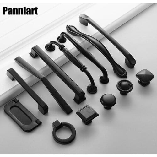 Pannlart 1 Pc American Style Black Handle Aluminum Alloy Cabinet Drawer Knobs Kitchen Cupboard Wardrobe Door Pulls Hardware
