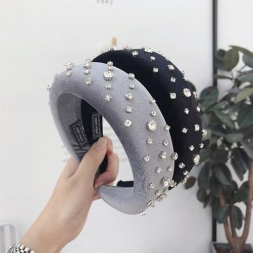 Fashion hair accessories womens sponge wide-necked nails super flashing plate headband headband wild girls hair band headwear