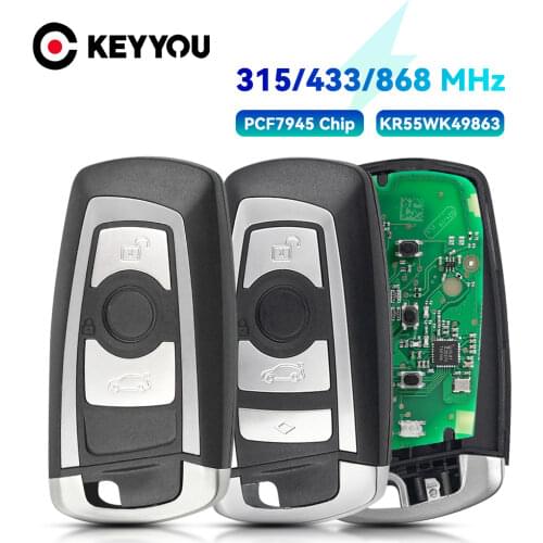 KEYYOU 4 Button Remote Control Car Key Fob Case For BMW 5, 7 Series CAS4 Keyless Entry Remote KR55WK49863 315/433/816mhz
