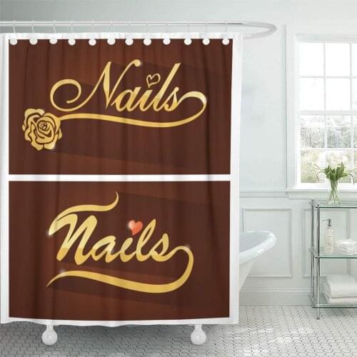 Luxury Red Rose Nails Saloon Symbol Girl Manicure Salon Shower Curtains Sets with Hooks 72 x 72 Inches Waterproof Polyester
