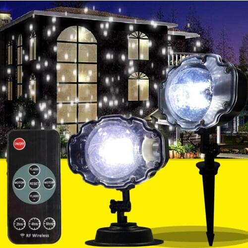 Christmas Laser Snowflake Projector Lamp Outdoor LED Waterproof Lawn Stage Projection Light Home Xmas Garden Snow Night Lights
