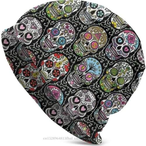 Bonnet Hats Heavy Metal 1960s Punk Rock Men Womens Knit Hat Mexican Skull Pattern Winter Warm Cap Design Skullies Beanies Caps