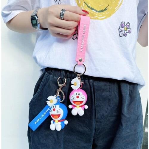 Cute Cartoon backpack Pendant Car keychain Japan Anime Doraemon 3D Doll Girl Bag Cover For Airpods