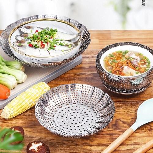 Stainless Steel Folding Steamer Plate Vegetable Kitchen Fruit Food Basket Mesh Steamer Rack Cookware Utensils for Cooking Steam