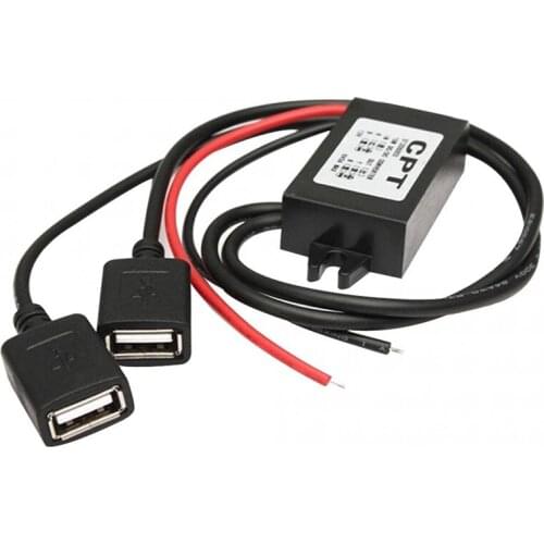 Universal USB Port 12V to 5V Reduction Voltage 3A USB 2.0 Navigator Carcorder Power Converter Car Charger with Dual USB
