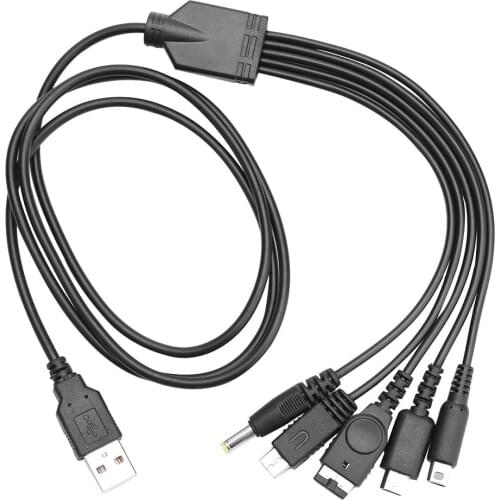 Game Accessories 5 in 1 USB Charger Cable Fit for Nintendo 3DS(XL/LL) 2DS DSi(XL/LL) GBA SP Wii U for PSP 1000/2000/3000