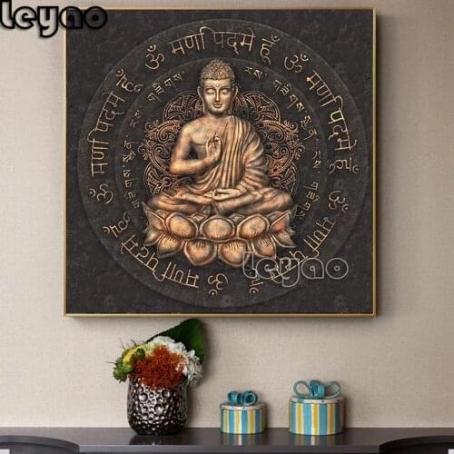 Vintage Brown Buddha Statue Diamond Paintings on The Wall Religious Full Diamond Embroidery Modern Art Picture for Home Decor